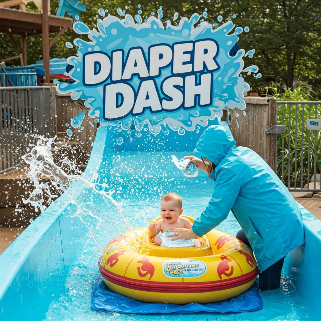 Parent navigating diaper dash splash zone on the parent path.